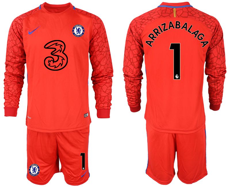 Men 2020-2021 club Chelsea red goalkeeper long sleeve #1 Soccer Jerseys1->chelsea jersey->Soccer Club Jersey